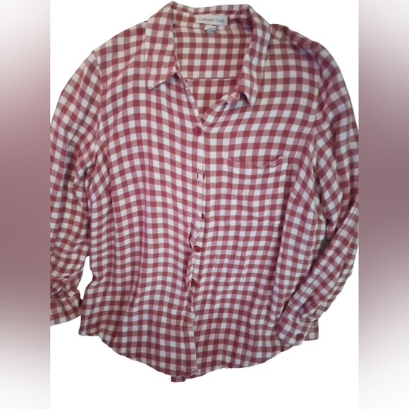 Coldwater Creek Red and White Plaid Shirt - Picture 1 of 4